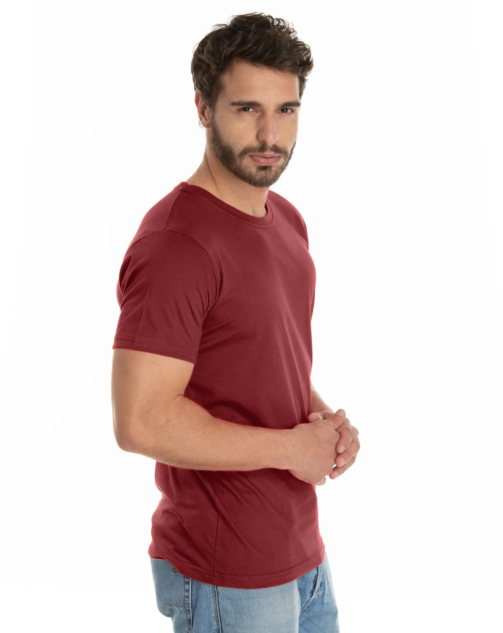 Kit 5 Camisetas Pv / Malha Fria Bordô