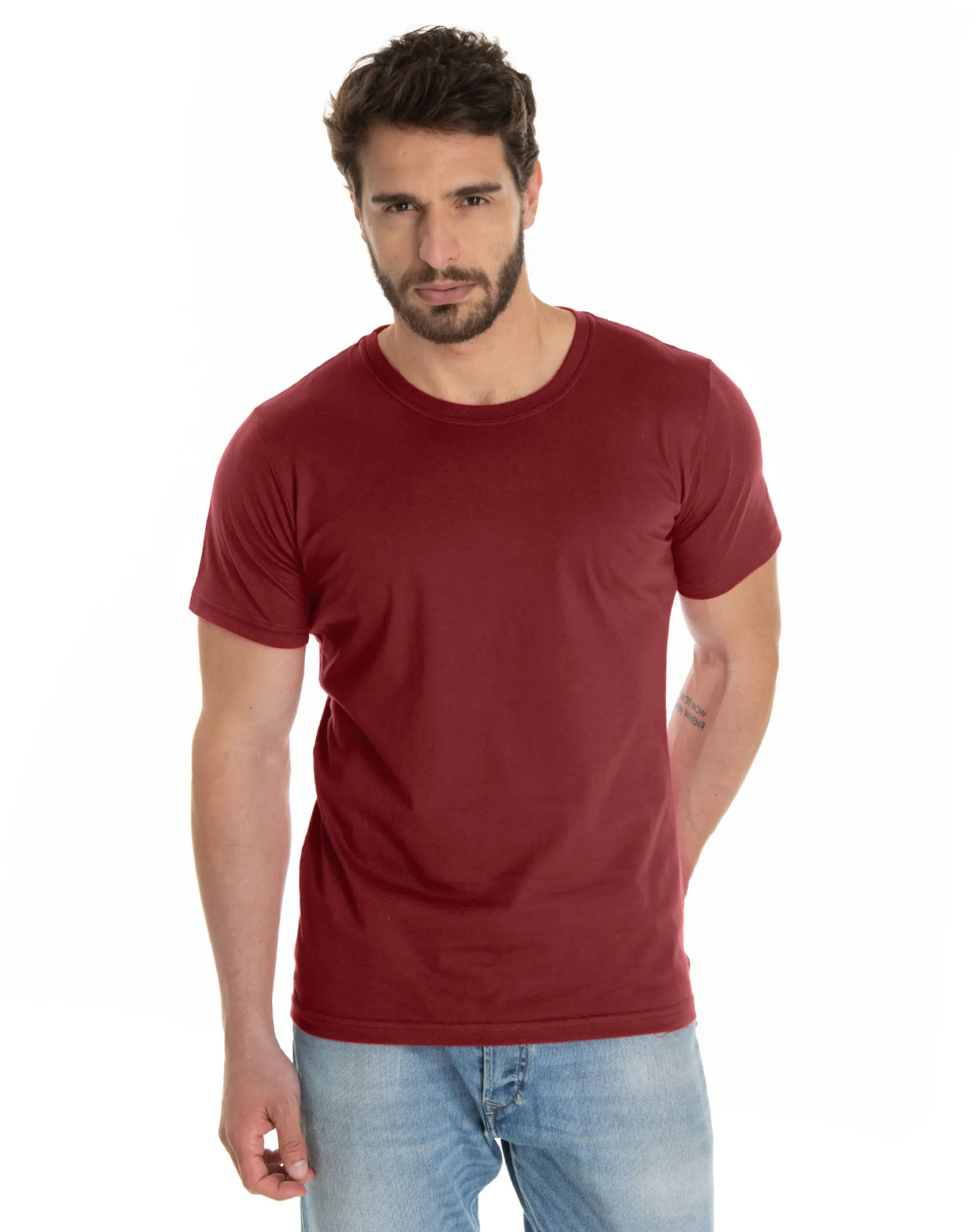 Kit 5 Camisetas Pv / Malha Fria Bordô