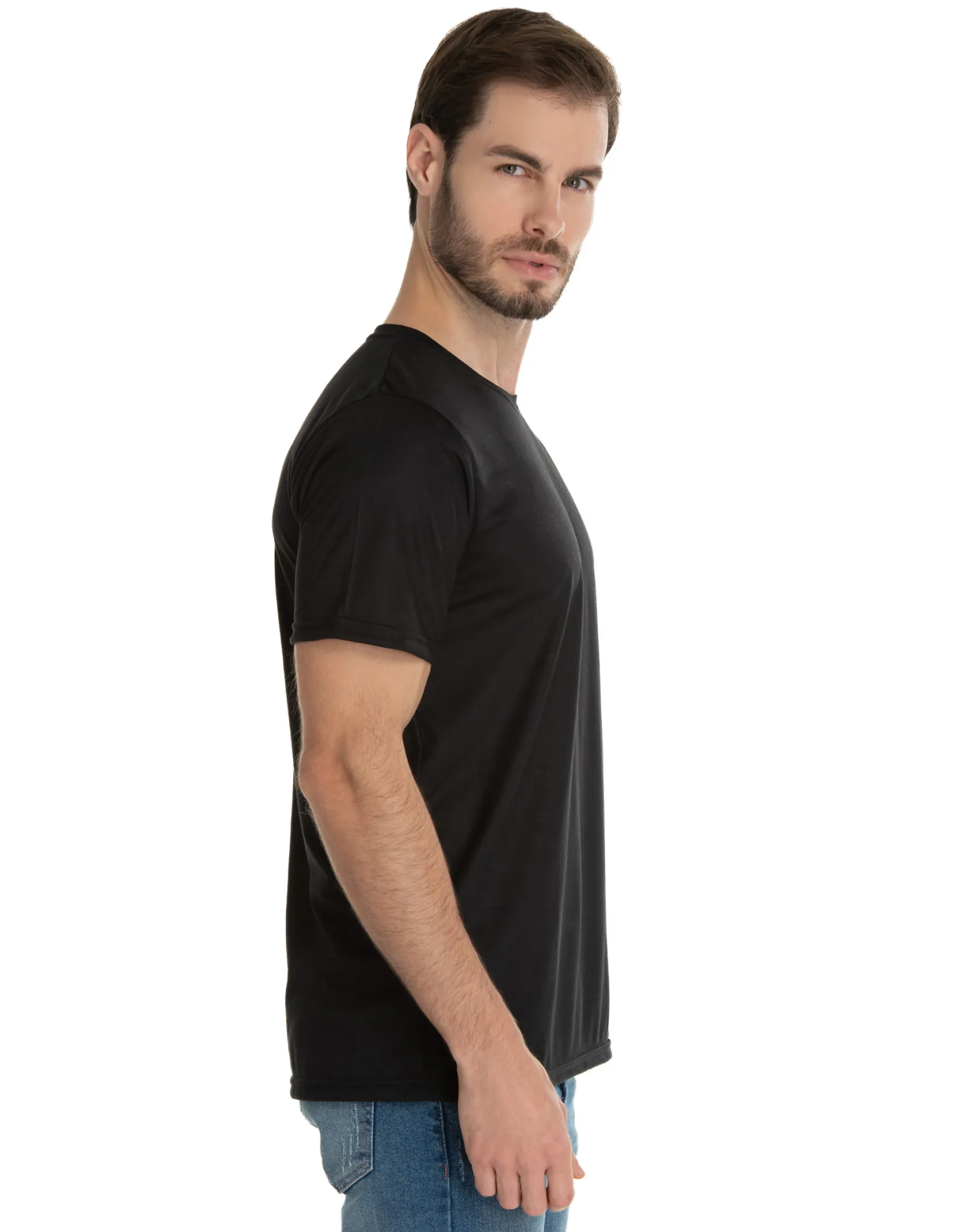 Camiseta de Poliéster/Sublimática Preta