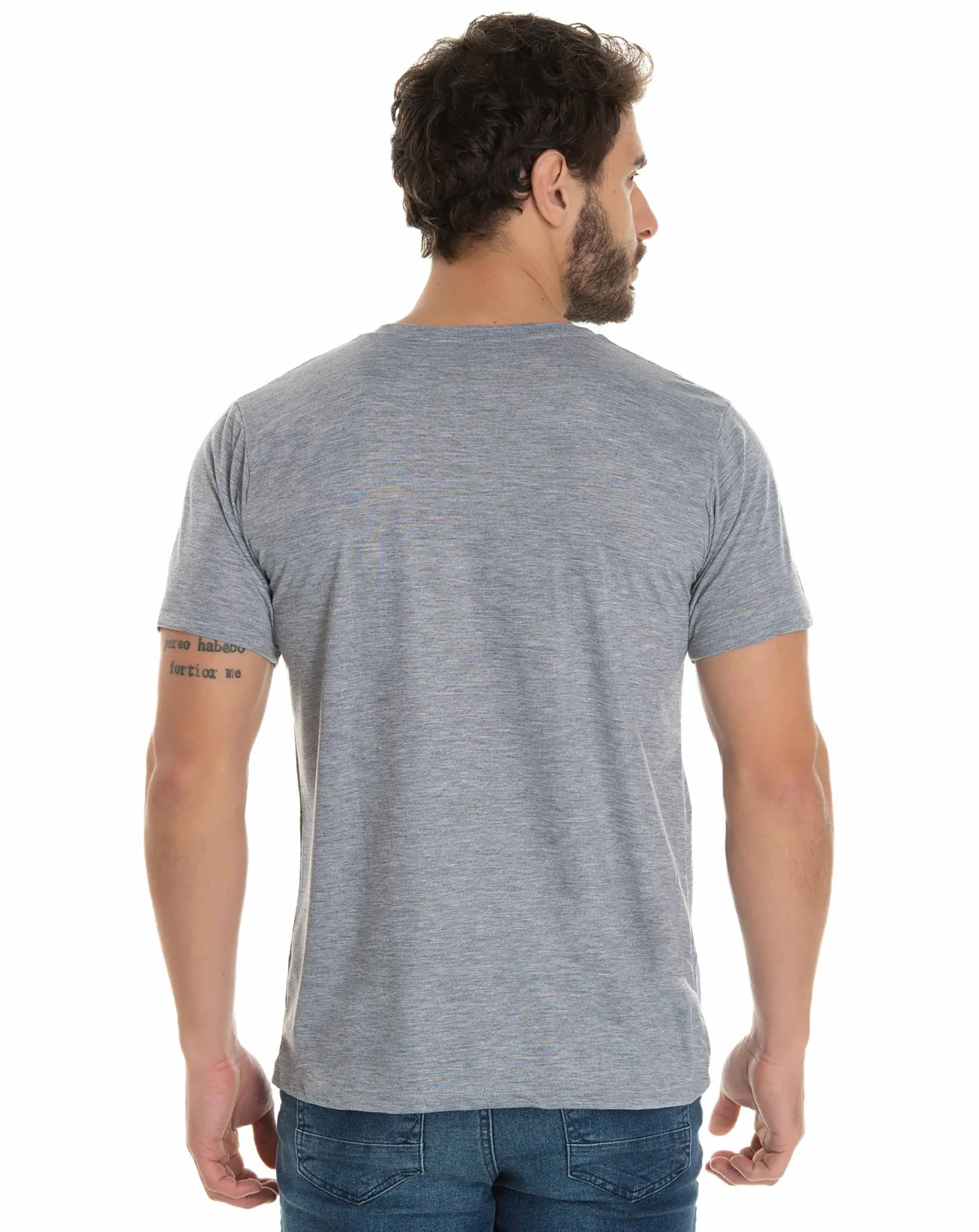 Camiseta Pv / Malha Fria Cinza Mescla