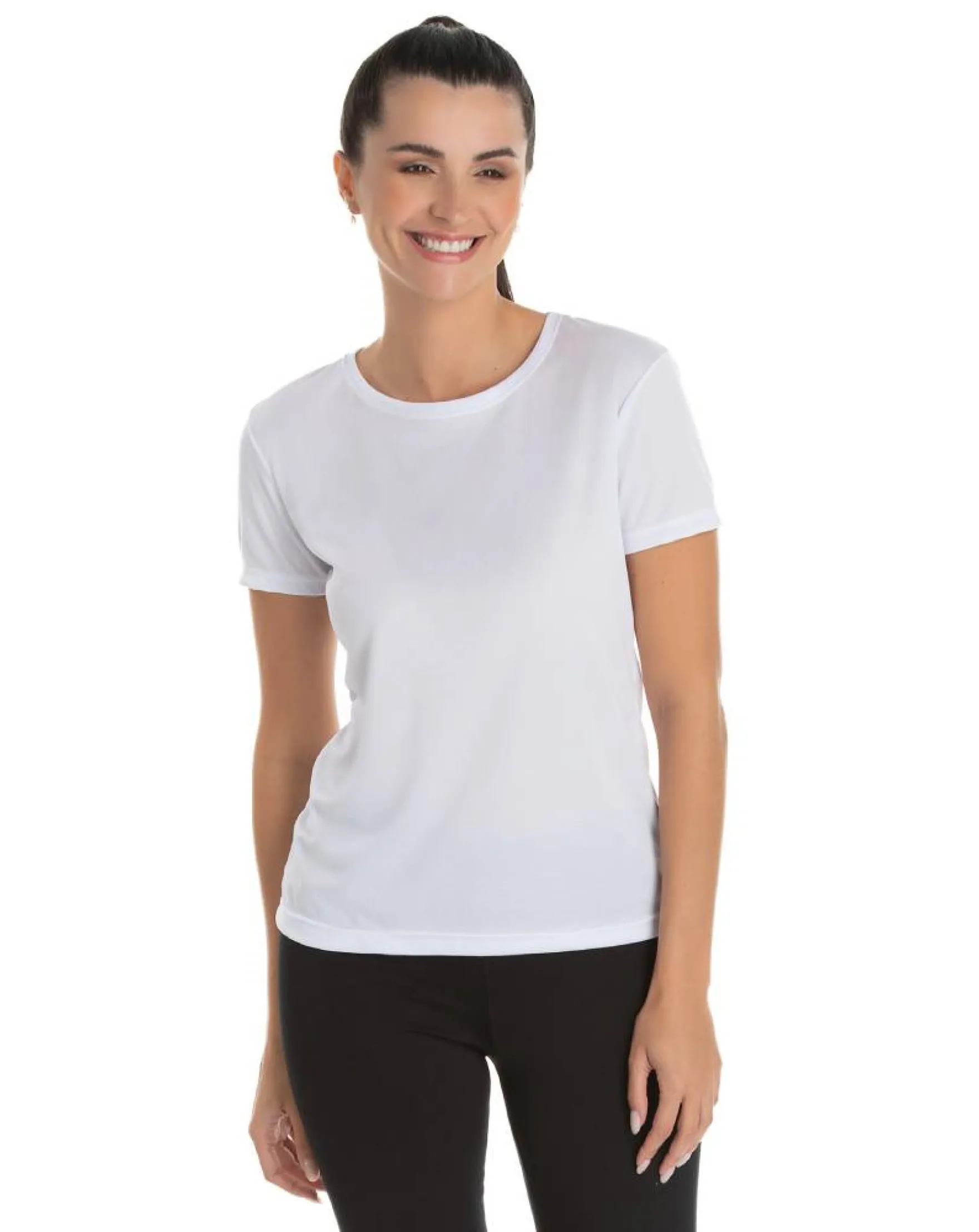 Camiseta Feminina Dry Fit Branca Proteção UV 30+