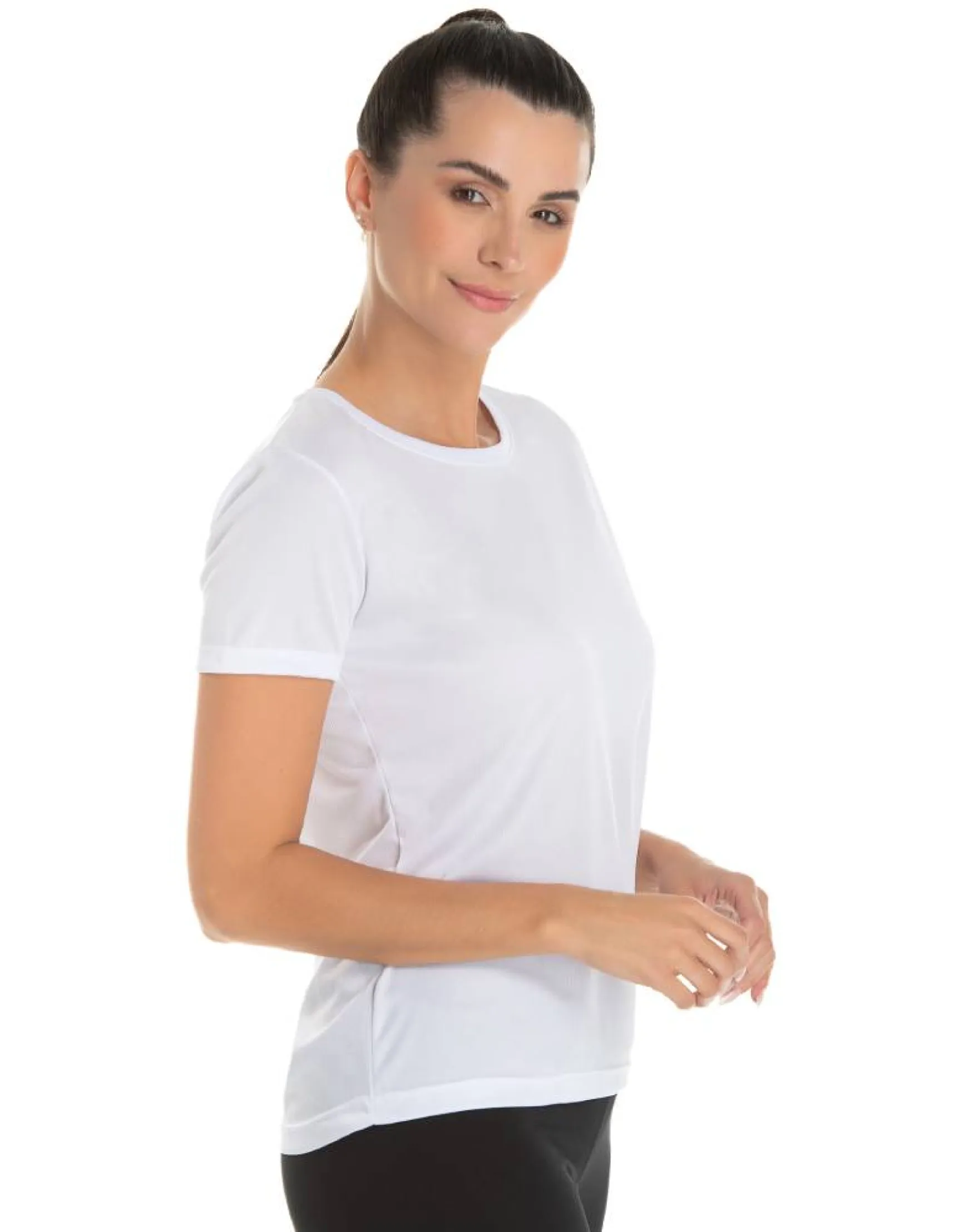 Camiseta Feminina Dry Fit Branca Proteção UV 30+