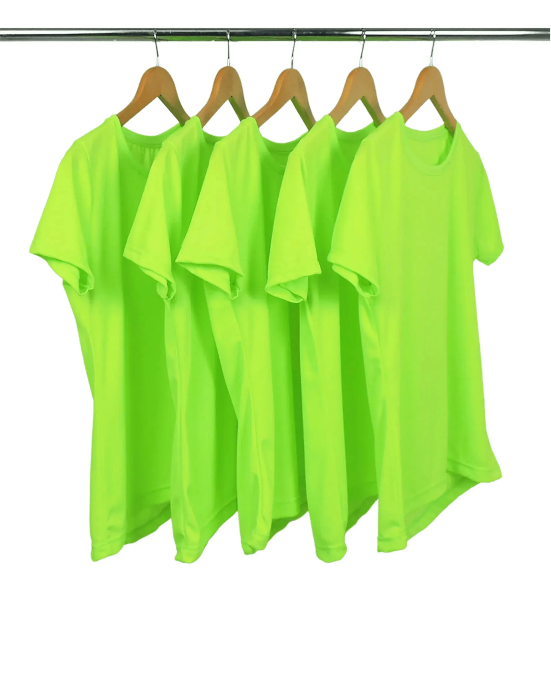 KIT 5 Camisetas Femininas Dry Fit Verde Fluorescente Proteção UV 30+