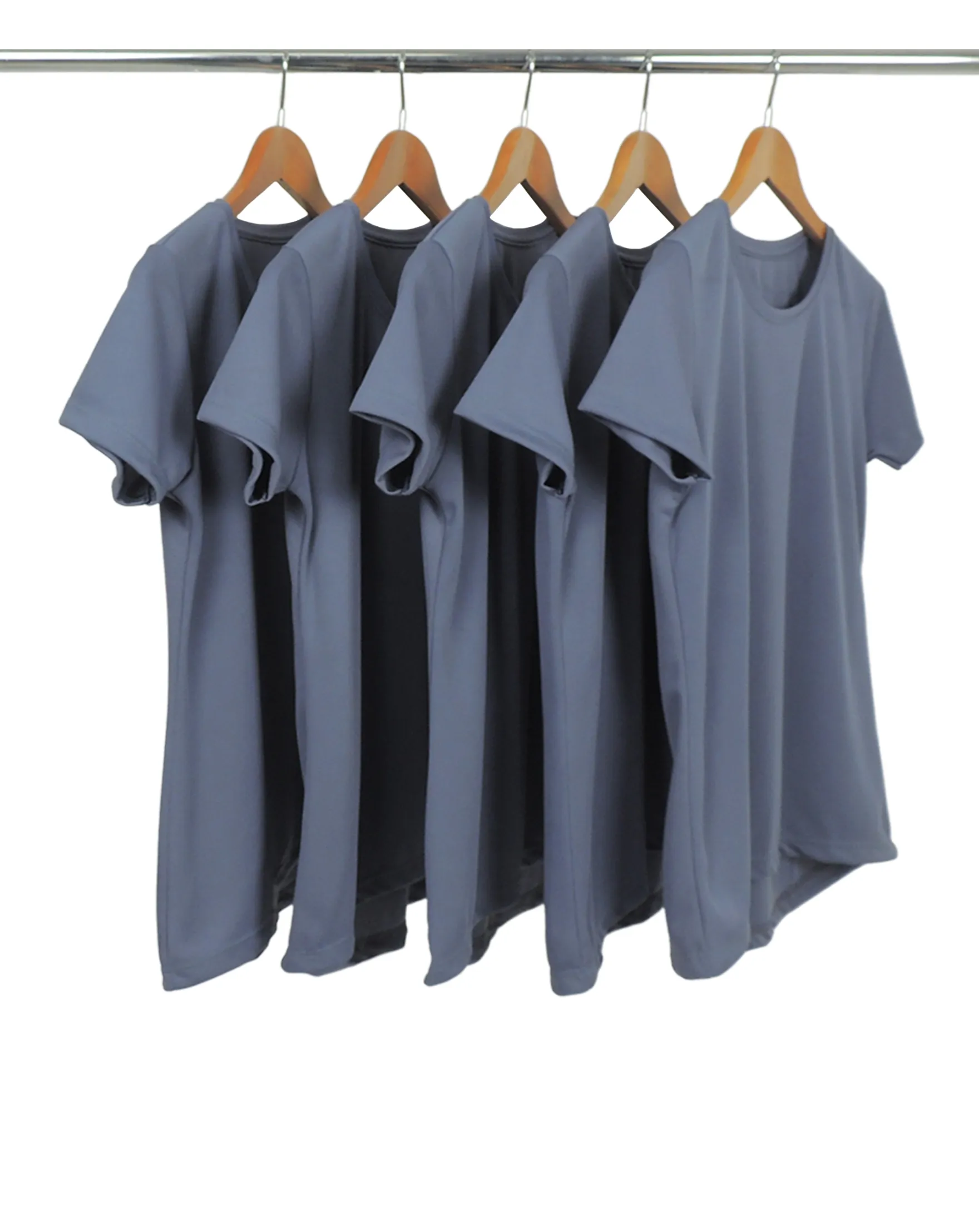 KIT 5 Camisetas Femininas Dry Fit Cinza Titanium Proteção UV 30+