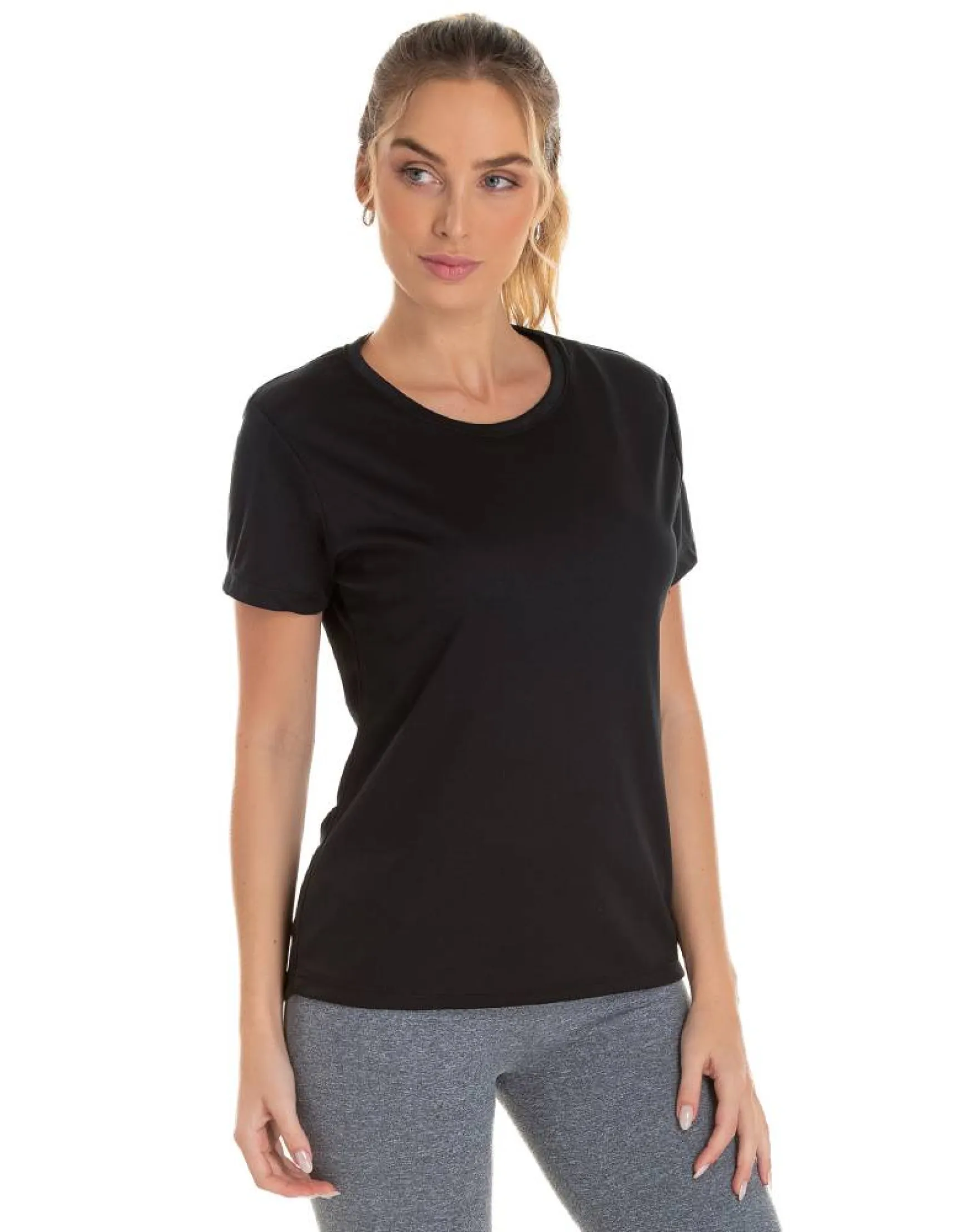 KIT 5 Camisetas Femininas Dry Fit Pretas Proteção UV 30+