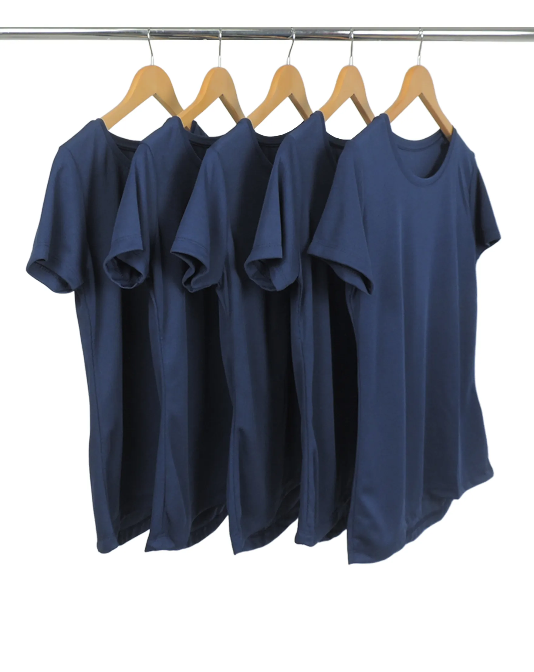 KIT 5 Camisetas Femininas Dry Fit Azul Marinho Proteção UV 30+