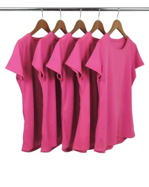 Kit 5 Camisetas Femininas Dry Fit Rosa Pink Proteção UV 30+