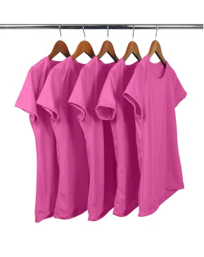 Kit 5 Camisetas Femininas Dry Fit Rosa Pink Proteção UV 30+