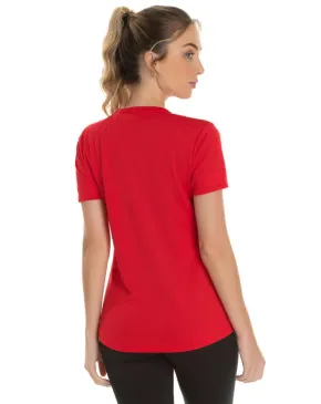 Camiseta Feminina Dry Fit Vermelha Proteção UV 30+