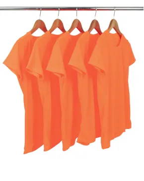 KIT 5 Camisetas Femininas Dry Fit Laranja Fluorescente Proteção UV 30+