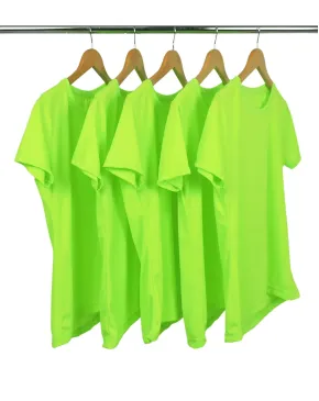 KIT 5 Camisetas Femininas Dry Fit Verde Fluorescente Proteção UV 30+