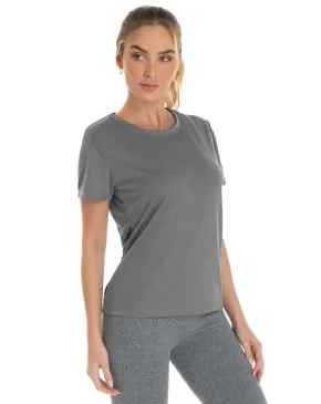 Camiseta Feminina Dry Fit Cinza Chumbo Proteção UV 30+