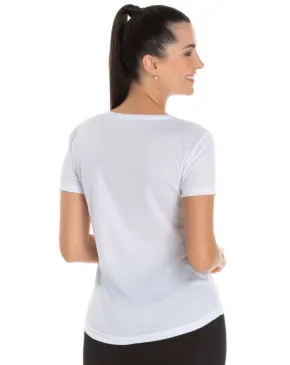 Camiseta Feminina Dry Fit Branca Proteção UV 30+