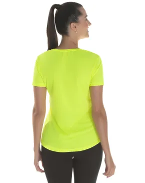 Camiseta Feminina Dry Fit Amarelo Fluorescente Proteção UV 30+