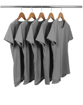 KIT 5 Camisetas Femininas Dry Fit Cinza Chumbo Proteção UV 30+