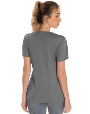 Camiseta Feminina Dry Fit Cinza Chumbo Proteção UV 30+