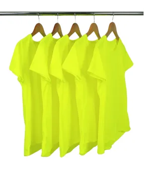 KIT 5 Camisetas Femininas Dry Fit Amarelo Fluorescente Proteção UV 30+