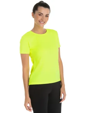 Camiseta Feminina Dry Fit Amarelo Fluorescente Proteção UV 30+