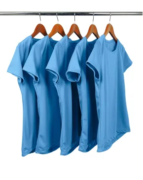 KIT 5 Camisetas Femininas Dry Fit Azul Claro Proteção UV 30+
