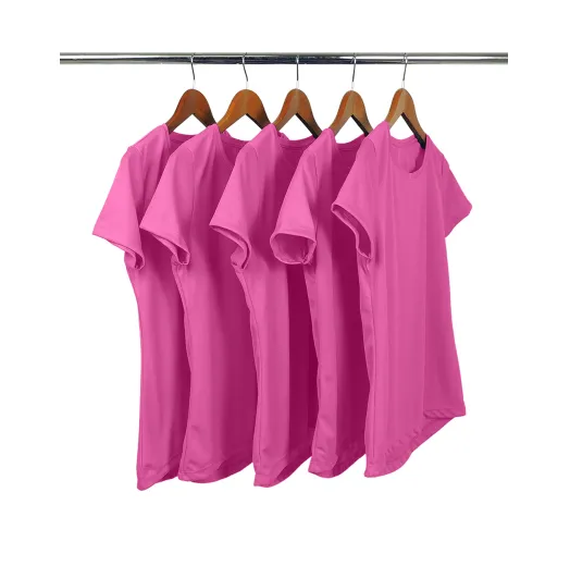 Kit 5 Camisetas Femininas Dry Fit Rosa Pink Proteção UV 30+