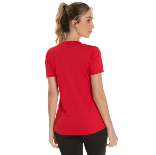Camiseta Feminina Dry Fit Vermelha Proteção UV 30+