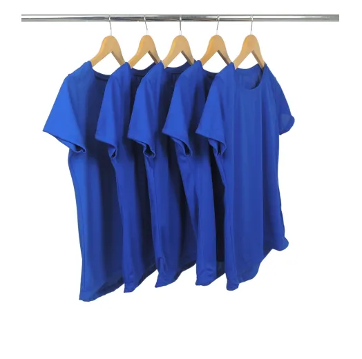 KIT 5 Camisetas Femininas Dry Fit Azul Royal Proteção UV 30+