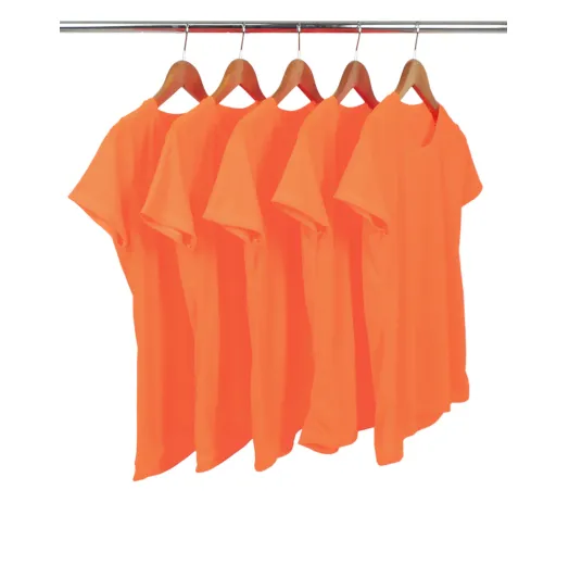 KIT 5 Camisetas Femininas Dry Fit Laranja Fluorescente Proteção UV 30+