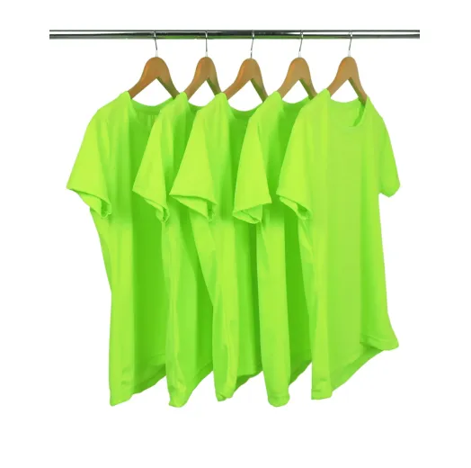 KIT 5 Camisetas Femininas Dry Fit Verde Fluorescente Proteção UV 30+