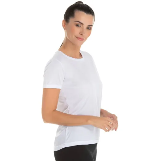Camiseta Feminina Dry Fit Branca Proteção UV 30+