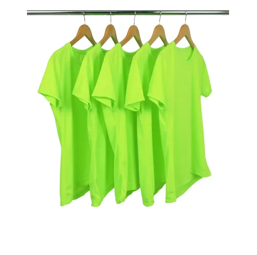 KIT 5 Camisetas Femininas Dry Fit Verde Fluorescente Proteção UV 30+