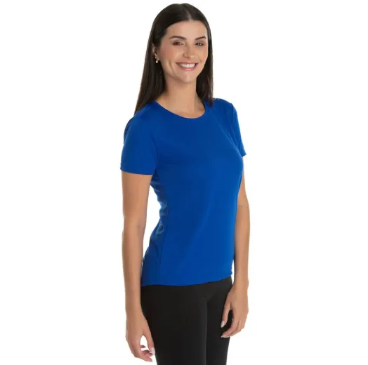 KIT 5 Camisetas Femininas Dry Fit Azul Royal Proteção UV 30+