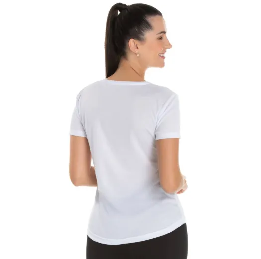 Camiseta Feminina Dry Fit Branca Proteção UV 30+