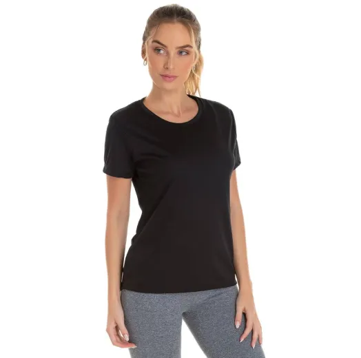 Camiseta Feminina Dry Fit Preta Proteção UV 30+