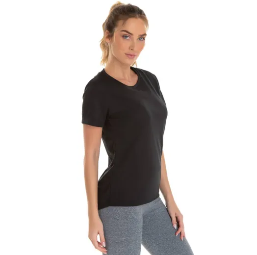 Camiseta Feminina Dry Fit Preta Proteção UV 30+