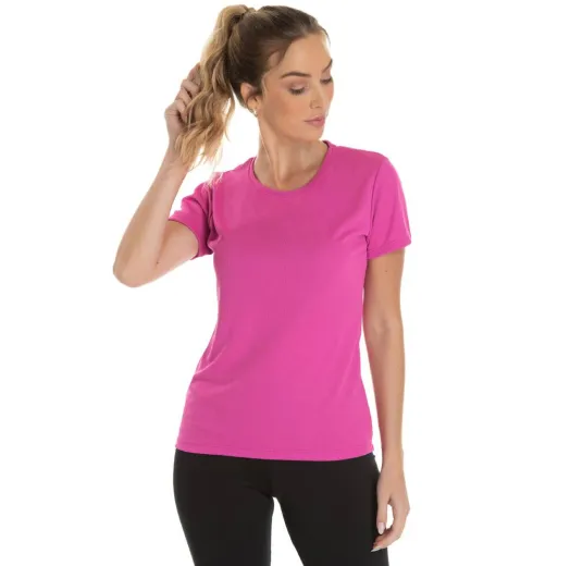 Kit 5 Camisetas Femininas Dry Fit Rosa Pink Proteção UV 30+