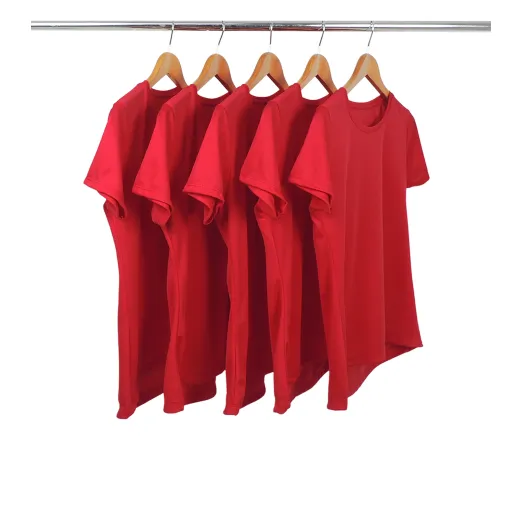 KIT 5 Camisetas Femininas Dry Fit Vermelhas Proteção UV 30+