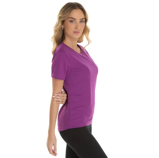 Camiseta Feminina Dry Fit Roxo Proteção UV 30+