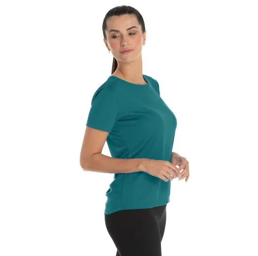 Camiseta Feminina Dry Fit Verde Imperial Proteção UV 30+