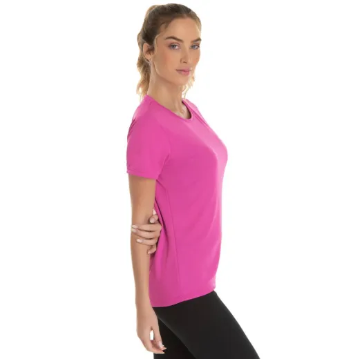 Kit 5 Camisetas Femininas Dry Fit Rosa Pink Proteção UV 30+