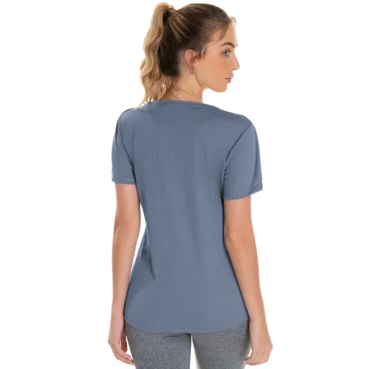 KIT 5 Camisetas Femininas Dry Fit Cinza Titanium Proteção UV 30+