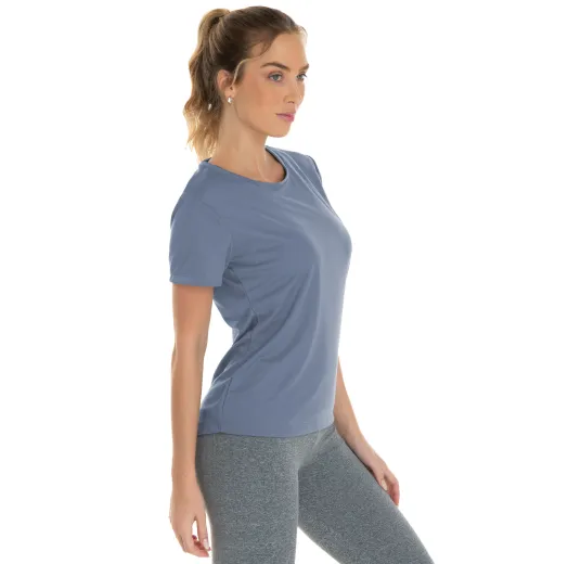 KIT 5 Camisetas Femininas Dry Fit Cinza Titanium Proteção UV 30+