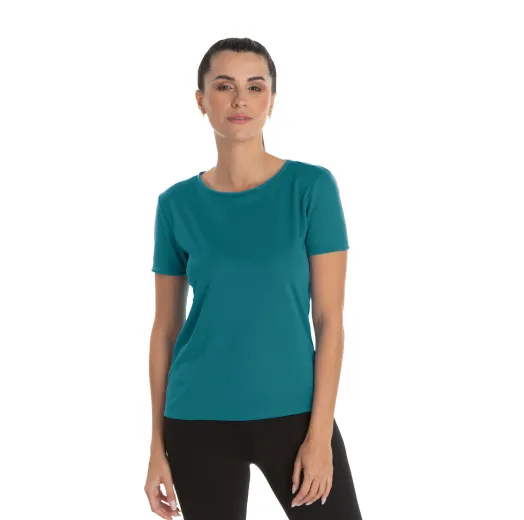 Camiseta Feminina Dry Fit Verde Imperial Proteção UV 30+