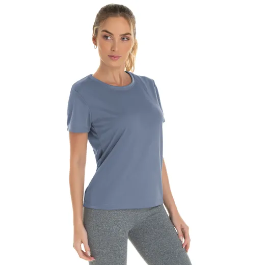 KIT 5 Camisetas Femininas Dry Fit Cinza Titanium Proteção UV 30+