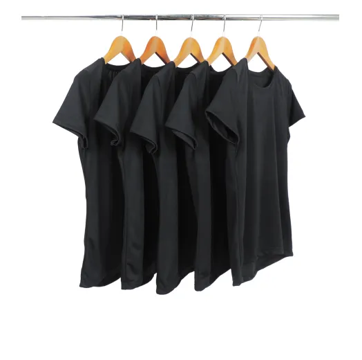 KIT 5 Camisetas Femininas Dry Fit Pretas Proteção UV 30+