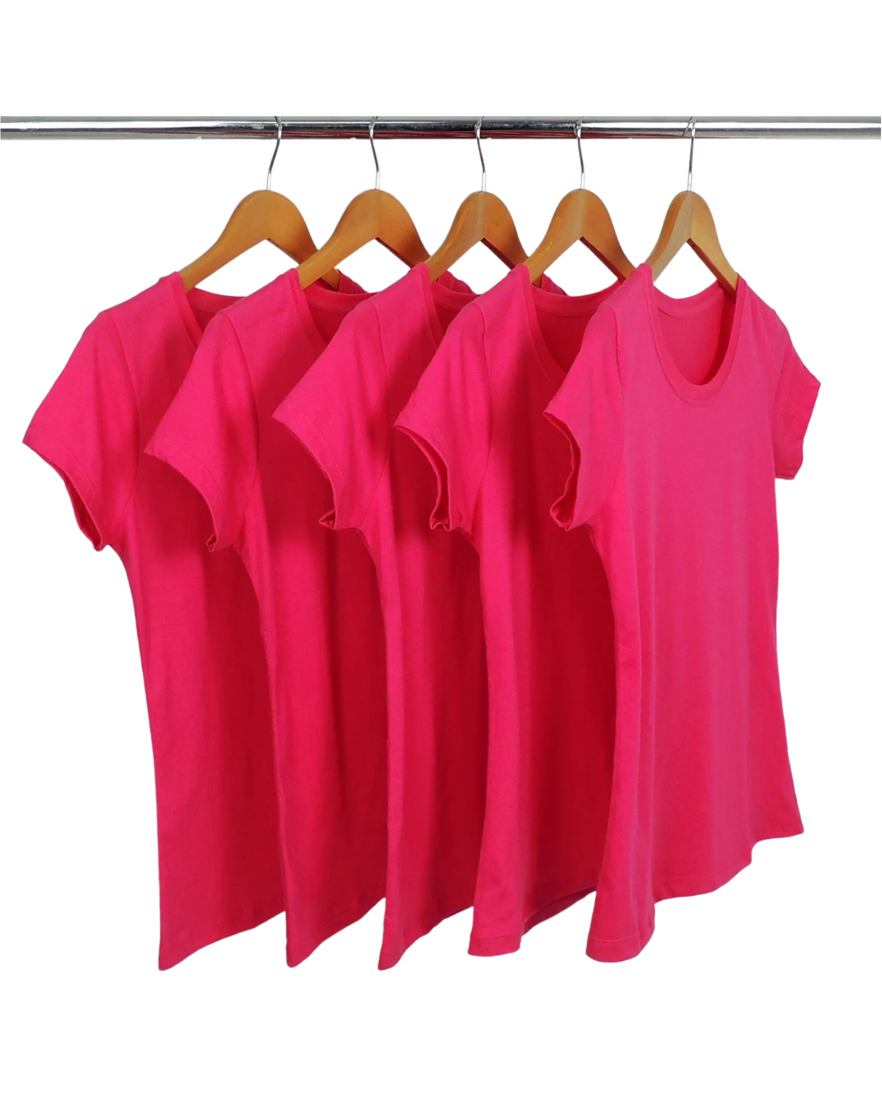KIT 5 Baby Look de Algodão Premium Rosa Pink