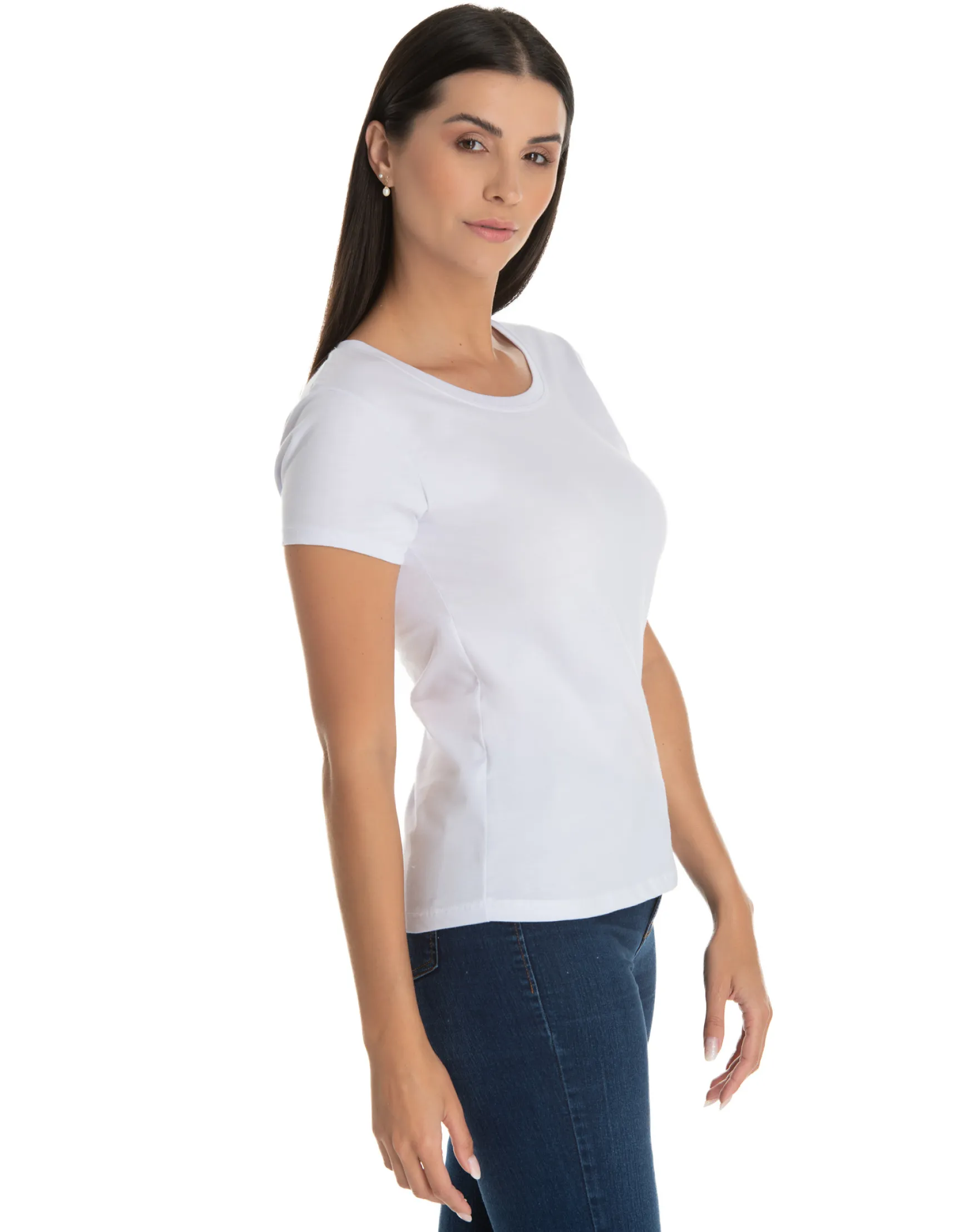 KIT 5 Baby Look de Algodão Premium Brancas
