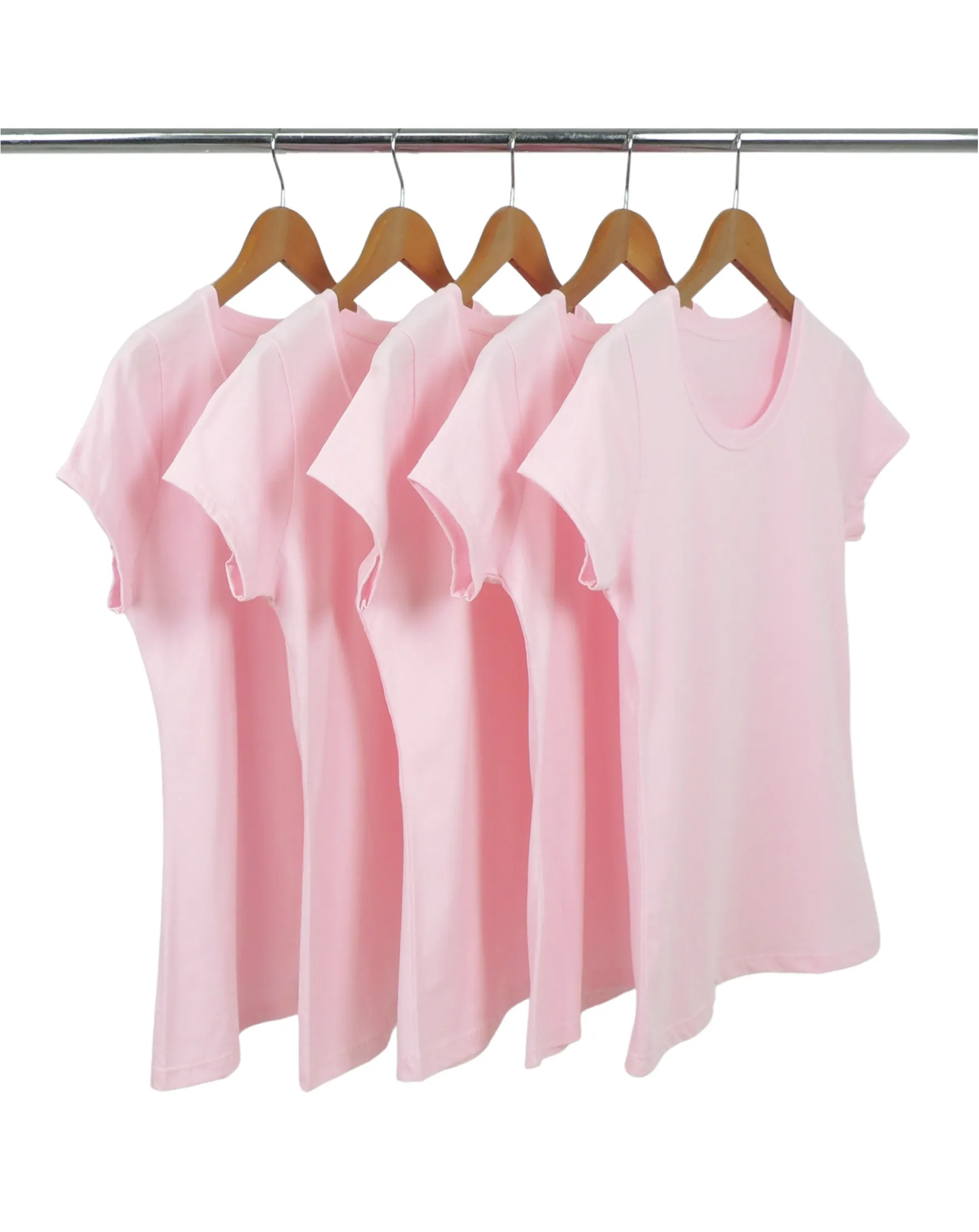 KIT 5 Baby Look de Algodão Premium Rosa Claro
