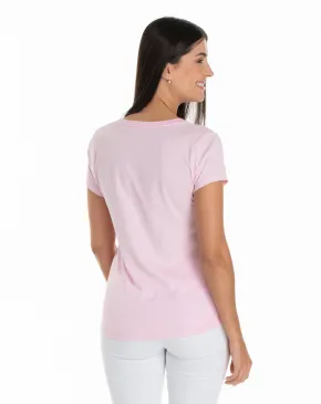 Kit 5 Camisetas Femininas Comfort Mescla Rosa Claro