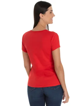 Camiseta Feminina Dry Fit Vermelha Proteção UV 30+