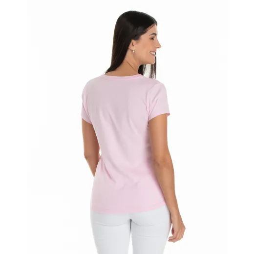 Kit 5 Camisetas Femininas Comfort Mescla Rosa Claro